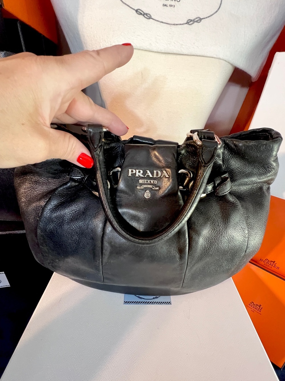 Prada! Black soft buttery Leather
Handbag! Offers always welcome!⭐️ - Picture 9 of 14